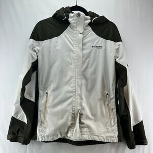 COLUMBIA Jacket Womens M Titanium Omni-Tech Interchange Waterproof Ski Wht Blk